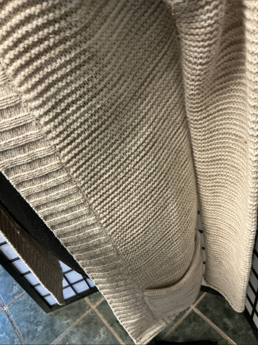 Express Light Beige Open-Front Ribbed Cardigan - Picture 3 of 10